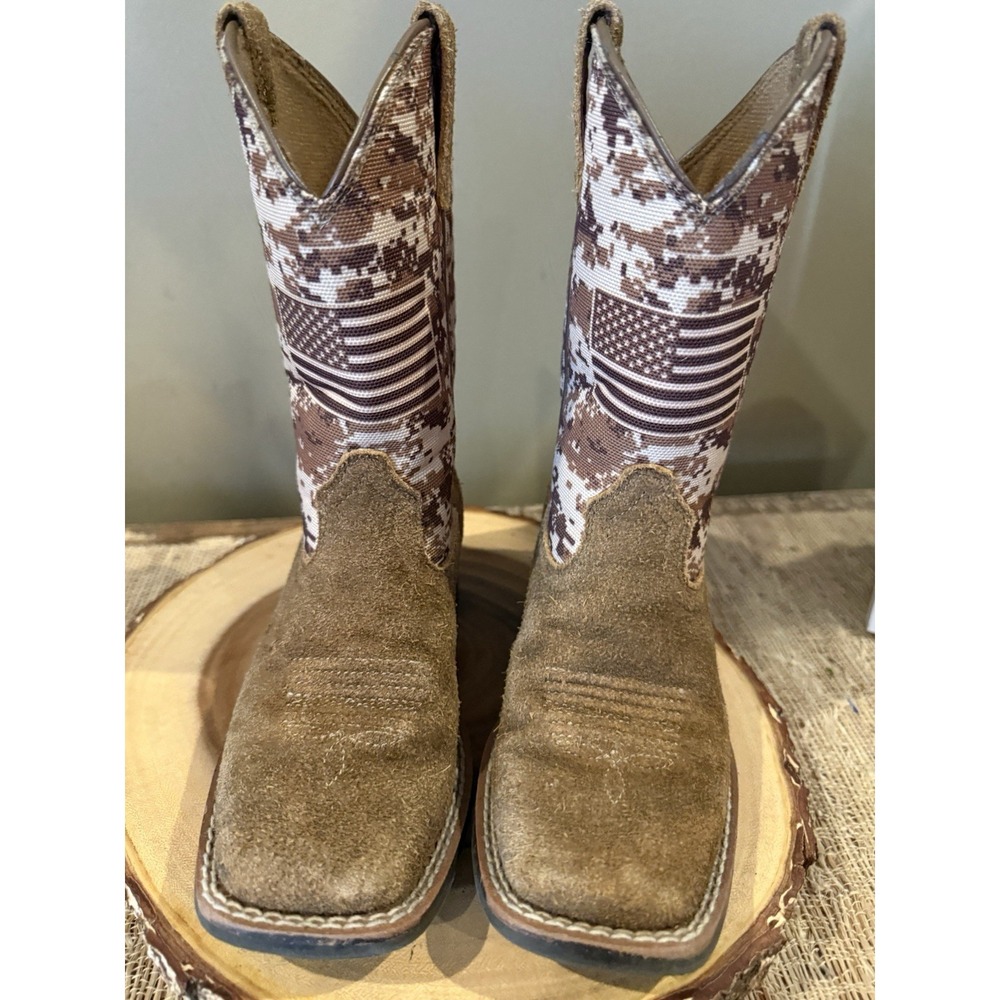 Ariat Kids Sport Patriot Western Boots Camo American Flag Brown Sz-11 - Picture 8 of 15